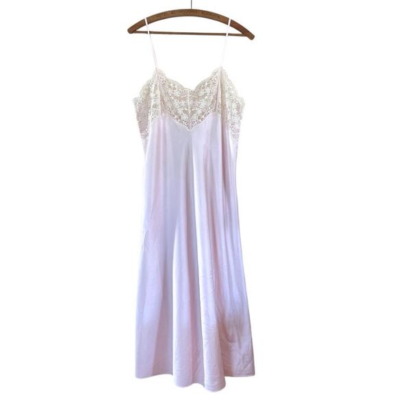 Vintage St. Michael Pink Satin Long Nightgown Slip - Picture 1 of 9